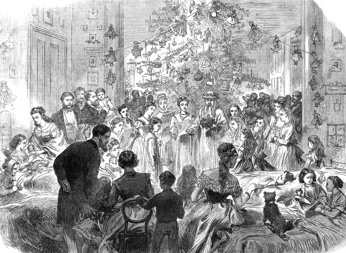 Framed Print : Festival at the East London Hospital for Children on New Year's Eve, 1870. Creator: Unknown Framed Print : Festival at the East London Hospital for Children on New Year's Eve, 1870. Creator: Unknown
