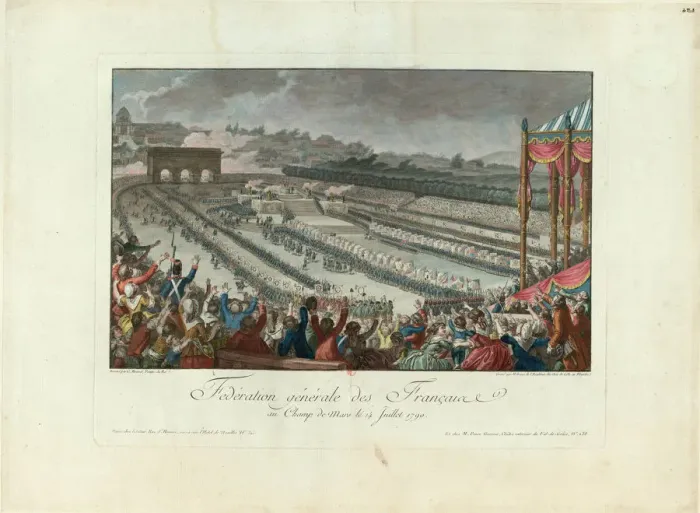 Framed Print : The Festival of the Federation at Champ de Mars on 14 July 1790, 1790. Creator: Helman