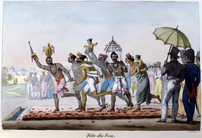 Framed Print : Festival of Fire, India, mid 19th century. Artist: Emmanuel Adolphe Midy Framed Print : Festival of Fire, India, mid 19th century. Artist: Emmanuel Adolphe Midy
