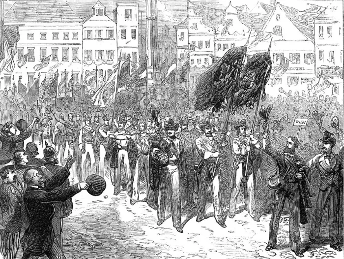 Framed Print : Festival of German Gymnastic Societies at Bonn, on the Rhine, 1872. Creator: Unknown Framed Print : Festival of German Gymnastic Societies at Bonn, on the Rhine, 1872. Creator: Unknown