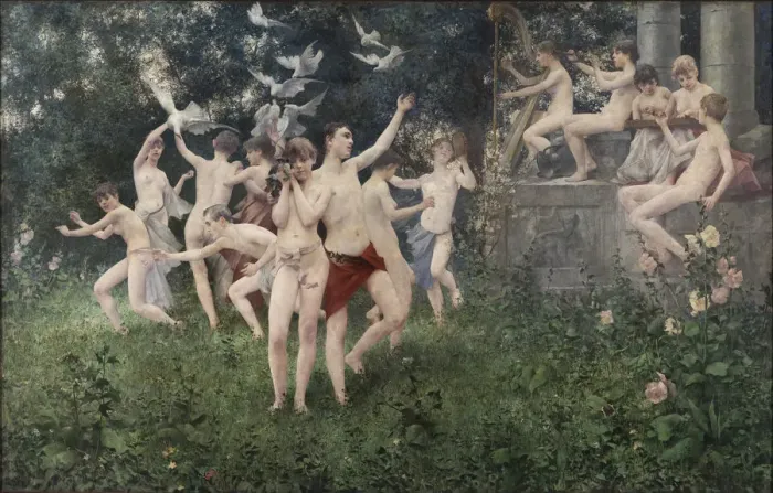 Framed Print : Festival of Spring (Allegoric Scene). Artist: Masek, Karel Vitezslav (1865-1927) Framed Print : Festival of Spring (Allegoric Scene). Artist: Masek, Karel Vitezslav (1865-1927)