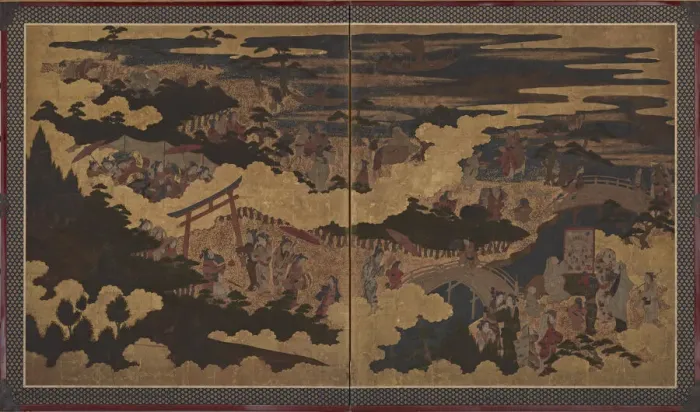 Framed Print : A festival at the Sumiyoshi Shrine, Edo period, early 17th century. Creator: Unknown Framed Print : A festival at the Sumiyoshi Shrine, Edo period, early 17th century. Creator: Unknown