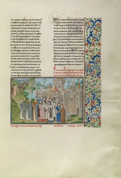 Framed Print : A Festive Procession in Santiago de Compostela, c1380s; Chroniques (Book Three), about 1480-1483. Creator: Master of Edward IV Framed Print : A Festive Procession in Santiago de Compostela, c1380s; Chroniques (Book Three), about 1480-1483. Creator: Master of Edward IV