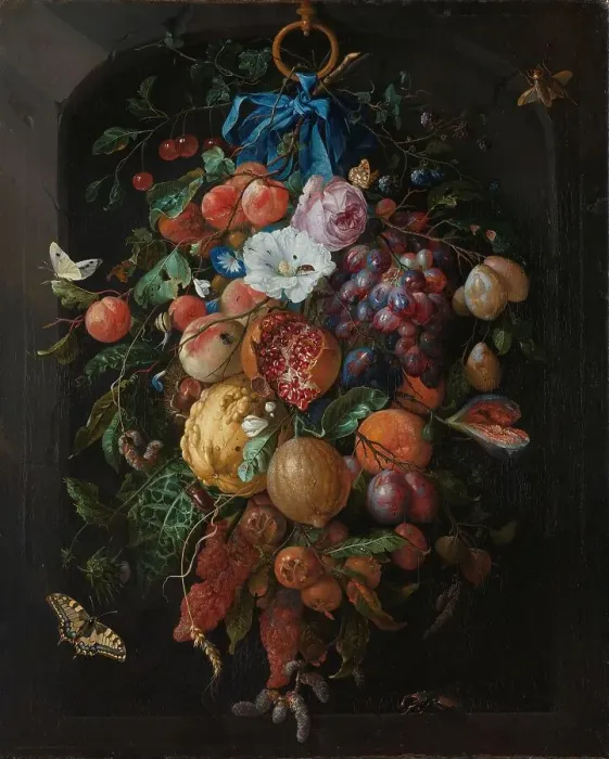 Framed Print : Festoon of Fruit and Flowers, 1660-1670. Creator: Jan Davidsz de Heem Framed Print : Festoon of Fruit and Flowers, 1660-1670. Creator: Jan Davidsz de Heem