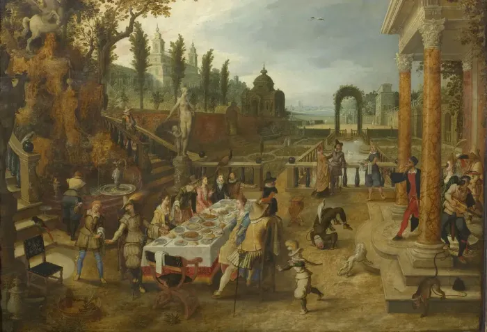 Framed Print : Fete champetre, c. 1615-1620. Creator: Vrancx, Sebastiaen (1574-1647) Framed Print : Fete champetre, c. 1615-1620. Creator: Vrancx, Sebastiaen (1574-1647)