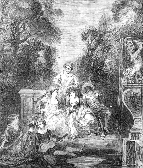 Framed Print : A Fete Champetre painted by Watteau, 1857. Creator: Unknown. A Fete Champetre painted by Watteau, 1857. Creator: Unknown Framed Print : A Fete Champetre painted by Watteau, 1857. Creator: Unknown. A Fete Champetre painted by Watteau, 1857. Creator: Unknown