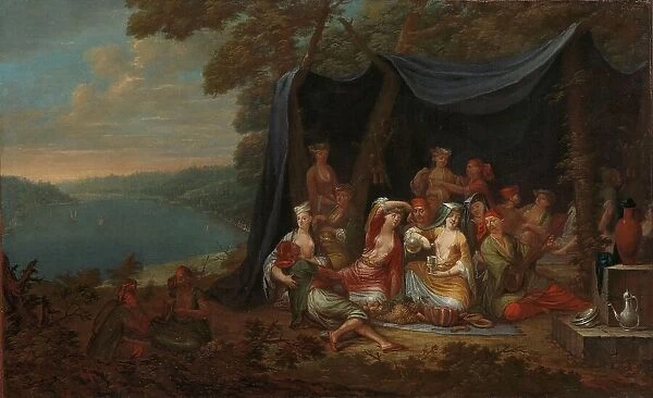 Fête champêtre with Turkish Courtiers under a Tent, c.1720-c.1737. Creator: Jean Baptiste Vanmour