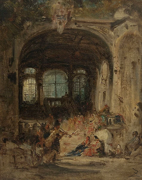 Fête dans un palais à Naples, c.1847. Creator: Felix Francois Georges Philibert Ziem