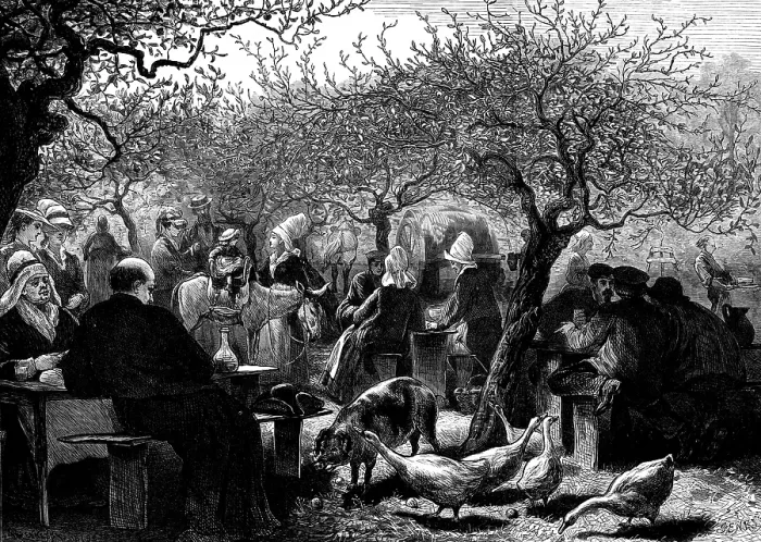 Framed Print : A fete day in Normandy after the apple harvest, 1873. Creator: Unknown Framed Print : A fete day in Normandy after the apple harvest, 1873. Creator: Unknown