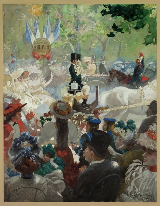 Framed Print : Fete Day in Paris, 1894. Creator: Charles E Waltensperger Framed Print : Fete Day in Paris, 1894. Creator: Charles E Waltensperger
