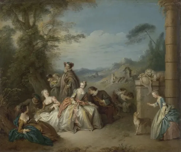 Framed Print : Fête galante in a Landscape, c.1730-c.1735. Creator: Jean-Baptiste Pater Framed Print : Fête galante in a Landscape, c.1730-c.1735. Creator: Jean-Baptiste Pater