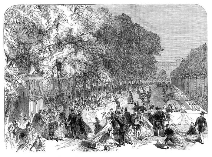 Framed Print : Fete given by the Prince Imperial to poor children of Paris in the Tuileries Gardens, 1864. Creator: Unknown Framed Print : Fete given by the Prince Imperial to poor children of Paris in the Tuileries Gardens, 1864. Creator: Unknown