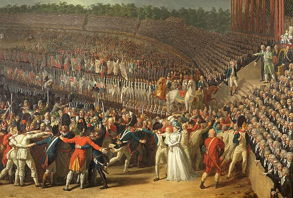 Fete de la Federation July 14, 1790, at the Champ-de-Mars, current 7th arrondissement, 1792. Creator: Charles Thevenin