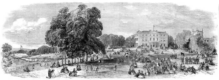 Framed Print : Fete at Norton Hall, the seat of C. Cammell, Esq. 1860. Creator: J. Sugman Framed Print : Fete at Norton Hall, the seat of C. Cammell, Esq. 1860. Creator: J. Sugman