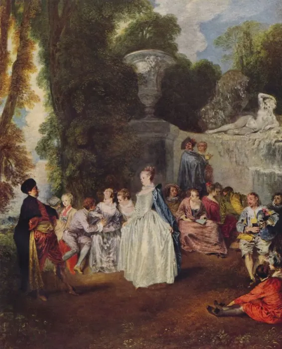 Framed Print : Fetes Venitiennes, c1718, (1938). Artist: Jean-Antoine Watteau Framed Print : Fetes Venitiennes, c1718, (1938). Artist: Jean-Antoine Watteau