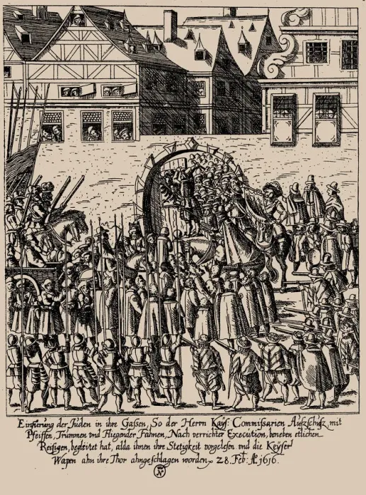 Framed Print : The Fettmilch Rising. Reintroduction of the Jews in Frankfurt on February 28, 1616, c Framed Print : The Fettmilch Rising. Reintroduction of the Jews in Frankfurt on February 28, 1616, c