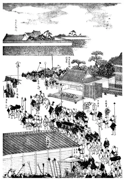 Framed Print : Feudal chiefs procession entering the shoguns palace, Japan, 1904 Framed Print : Feudal chiefs procession entering the shoguns palace, Japan, 1904