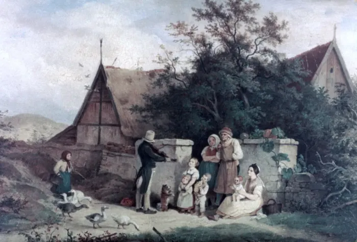 Framed Print : The Fiddler of the Village, 1845. Artist: Ludwig Richter Framed Print : The Fiddler of the Village, 1845. Artist: Ludwig Richter