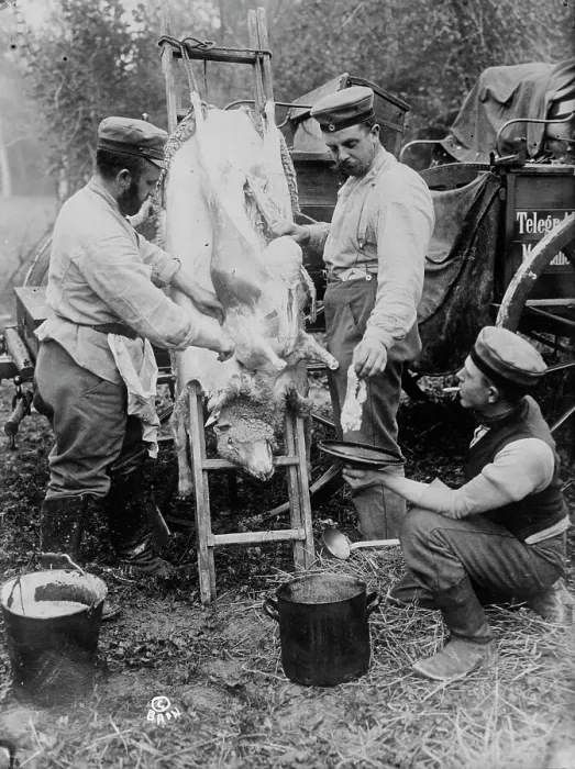 Framed Print : Field butcher on firing line, North Sea Coast, between 1914 and 1918. Creator: Bain News Service Framed Print : Field butcher on firing line, North Sea Coast, between 1914 and 1918. Creator: Bain News Service