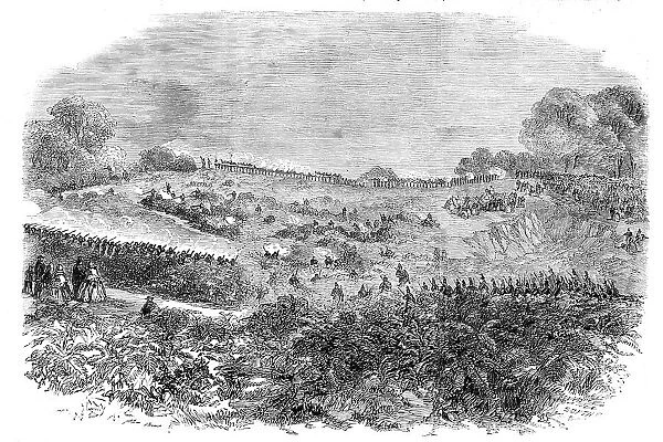 Field-day and Sham Fight of Volunteers on Hampstead Heath, 1860. Creator: Unknown