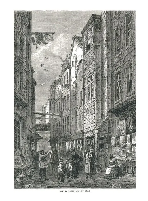 Framed Print : Field Lane about 1840 Framed Print : Field Lane about 1840