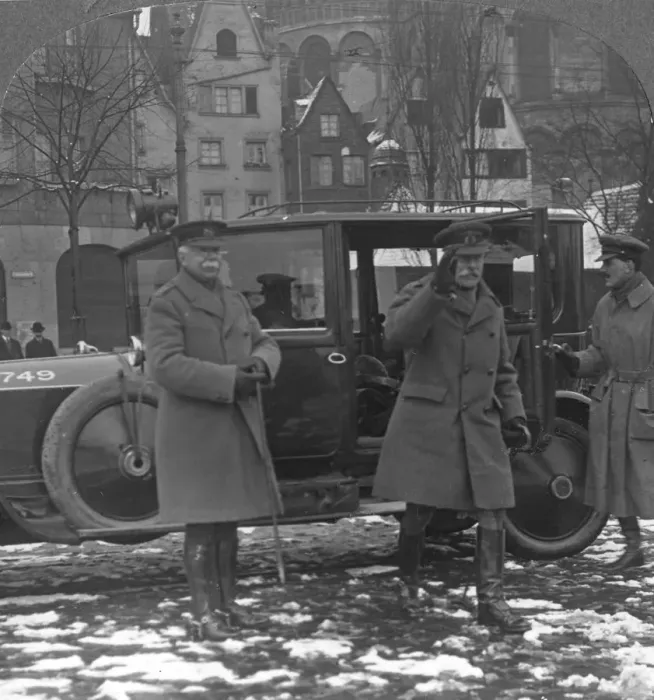 Framed Print : Field Marshal Earl Haig arriving at Cologne, Germany, c1919-c1920. Artist: Realistic Travels Publishers Framed Print : Field Marshal Earl Haig arriving at Cologne, Germany, c1919-c1920. Artist: Realistic Travels Publishers