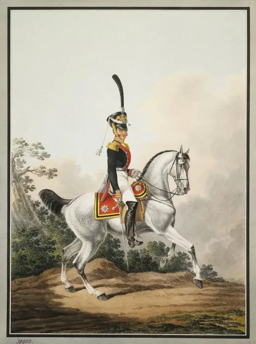 Framed Print : Field-Officer of the Preobrazhensky Regiment on Horseback, Early 19th cen Artist: Shiflard, Samuel (active Early 19th cen. ) Framed Print : Field-Officer of the Preobrazhensky Regiment on Horseback, Early 19th cen Artist: Shiflard, Samuel (active Early 19th cen. )