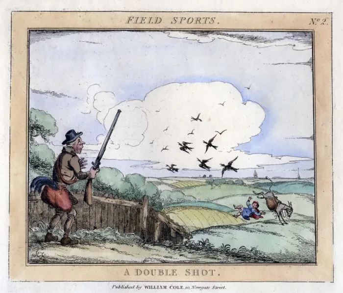 Framed Print : Field Sports: A Double Shot, late 18th-early 19th century Framed Print : Field Sports: A Double Shot, late 18th-early 19th century