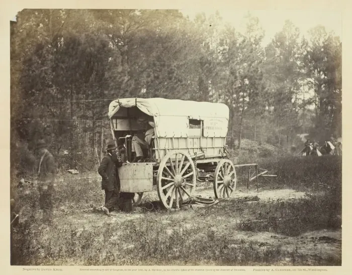 Framed Print : Field Telegraph, Battery Wagon, September 1864. Creator: David Knox Framed Print : Field Telegraph, Battery Wagon, September 1864. Creator: David Knox