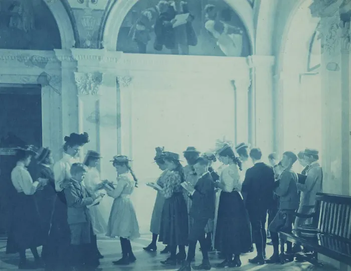 Framed Print : A field trip to the Library of Congress, (1899?). Creator: Frances Benjamin Johnston Framed Print : A field trip to the Library of Congress, (1899?). Creator: Frances Benjamin Johnston