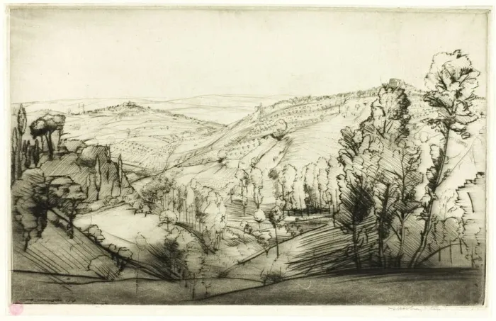 Framed Print : Fields of San Gimignano, 1909. Creator: Donald Shaw MacLaughlan Framed Print : Fields of San Gimignano, 1909. Creator: Donald Shaw MacLaughlan