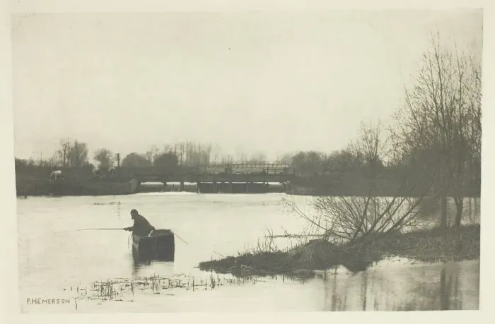 Framed Print : Fields Weir, Near Rye House, 1888. Creator: Peter Henry Emerson Framed Print : Fields Weir, Near Rye House, 1888. Creator: Peter Henry Emerson