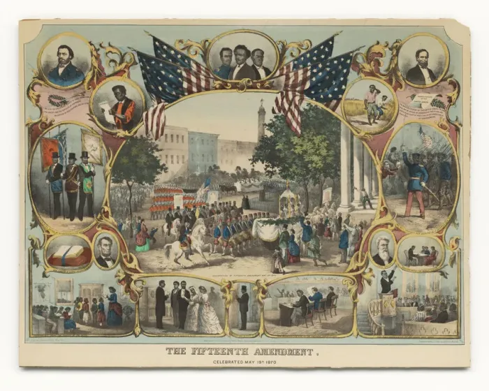 Framed Print : The Fifteenth Amendment. Celebrated May 19th 1870. Creator: Thomas Kelly Framed Print : The Fifteenth Amendment. Celebrated May 19th 1870. Creator: Thomas Kelly