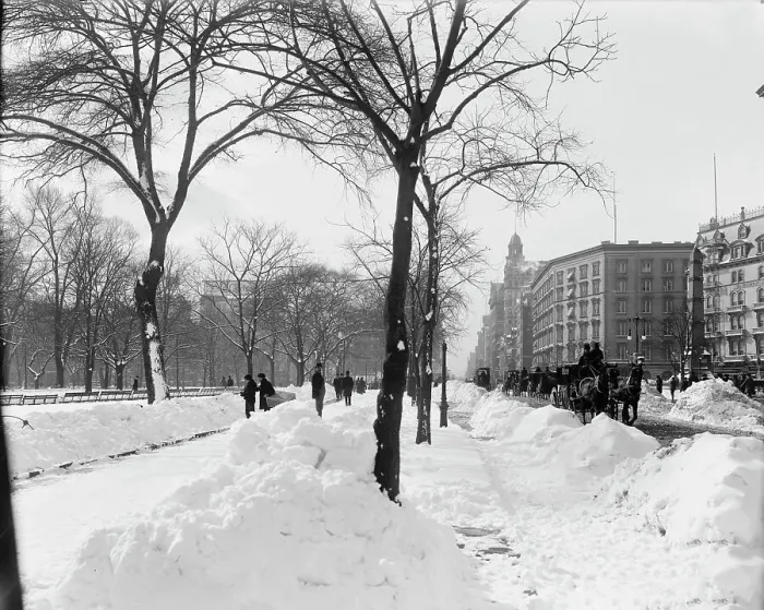 Framed Print : Fifth Ave. on a winter morning, New York, N.Y. between 1900 and 1906. Creator: Unknown Framed Print : Fifth Ave. on a winter morning, New York, N.Y. between 1900 and 1906. Creator: Unknown