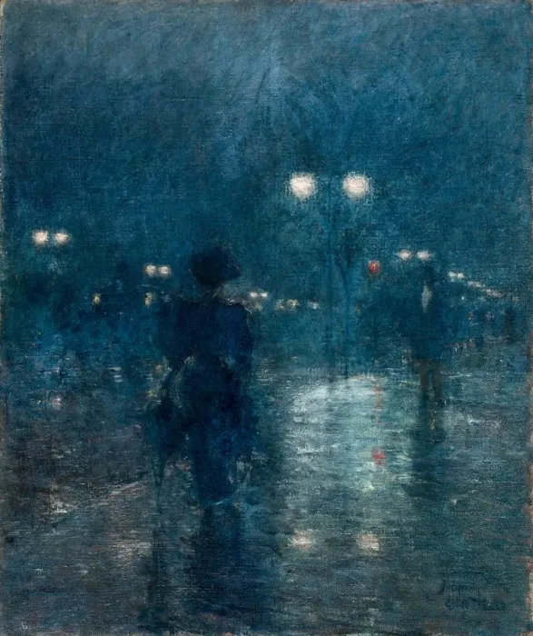Framed Print : Fifth Avenue Nocturne, c. 1895. Creator: Childe Hassam (American, 1859-1935) Framed Print : Fifth Avenue Nocturne, c. 1895. Creator: Childe Hassam (American, 1859-1935)