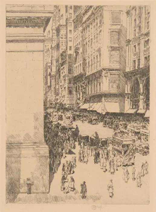Framed Print : Fifth Avenue, Noon, 1916. Creator: Frederick Childe Hassam Framed Print : Fifth Avenue, Noon, 1916. Creator: Frederick Childe Hassam