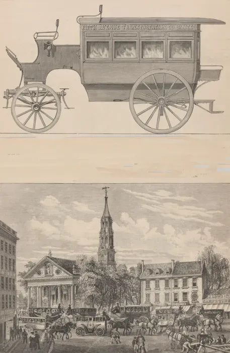 Framed Print : Fifth Avenue Omnibuses... 1885. Creator: Unknown Framed Print : Fifth Avenue Omnibuses... 1885. Creator: Unknown