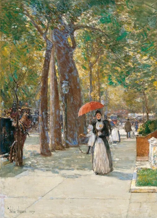 Framed Print : Fifth Avenue at Washington Square, New York, 1891. Artist: Hassam, Childe (1859-1935) Framed Print : Fifth Avenue at Washington Square, New York, 1891. Artist: Hassam, Childe (1859-1935)