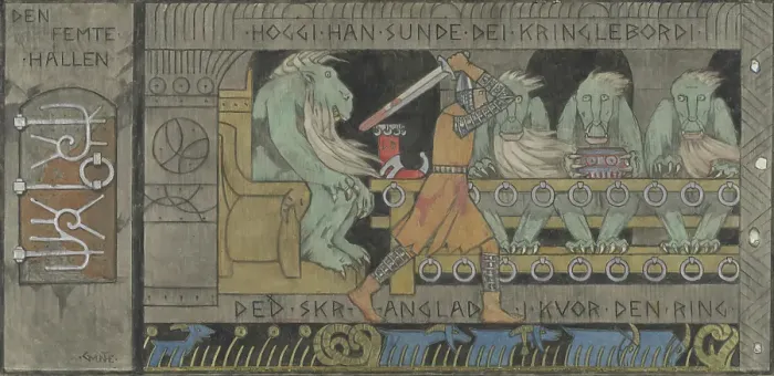 Framed Print : The fifth Hall, 1902-1904. Creator: Gerhard Munthe