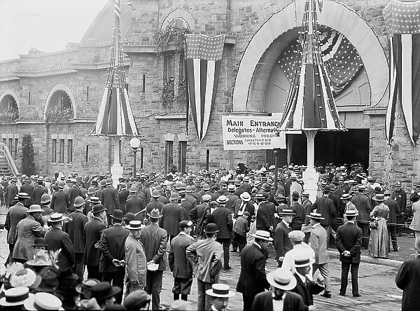Fifth Regiment Armory, Baltimore, Maryland - Scenes During Democratic National Convention, 1912. Creator: Harris & Ewing. Fifth Regiment Armory, Baltimore, Maryland - Scenes During Democratic National Convention, 1912. Creator: Harris & Ewing