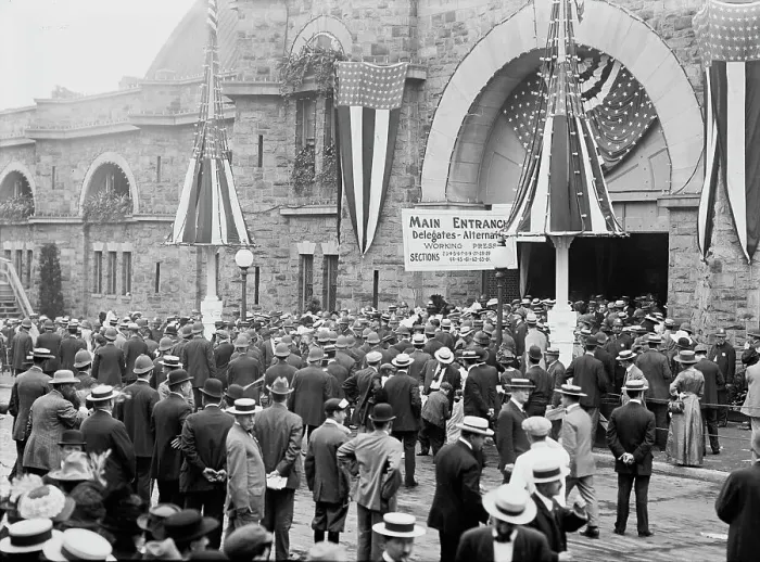 Framed Print : Fifth Regiment Armory, Baltimore, Maryland - Scenes During Democratic National Convention, 1912. Creator: Harris & Ewing. Fifth Regiment Armory, Baltimore, Maryland - Scenes During Democratic National Convention, 1912. Creator: Harris & Ewing Framed Print : Fifth Regiment Armory, Baltimore, Maryland - Scenes During Democratic National Convention, 1912. Creator: Harris & Ewing. Fifth Regiment Armory, Baltimore, Maryland - Scenes During Democratic National Convention, 1912. Creator: Harris & Ewing