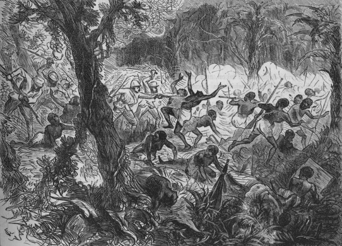 Framed Print : Fight at Abracrampa, 1880. Artist: Joseph Swain Framed Print : Fight at Abracrampa, 1880. Artist: Joseph Swain
