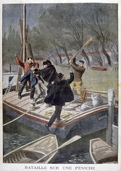 Fight on a barge, 1902