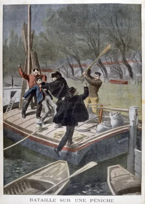 Framed Print : Fight on a barge, 1902 Framed Print : Fight on a barge, 1902