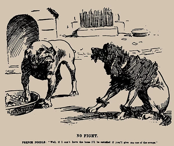 No Fight. Cartoon on the Fashoda Incident, 1898. Creator: Staniforth, Joseph Morewood (1864-1921)