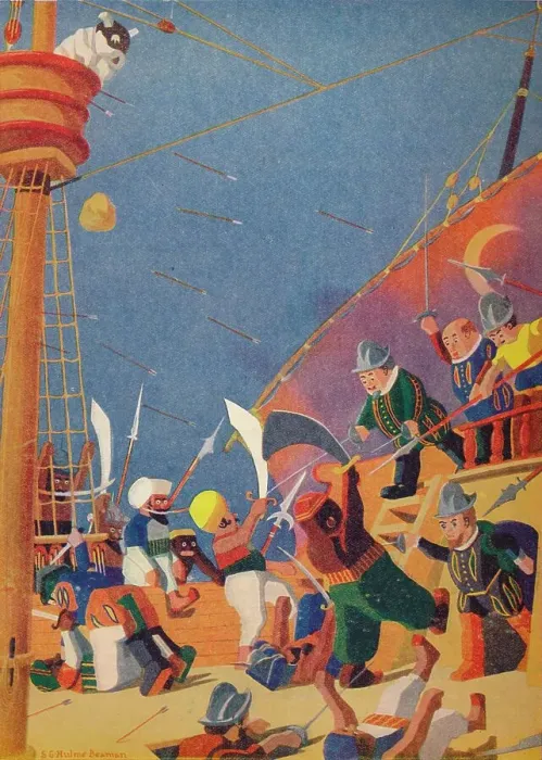 Framed Print : The Fight with the Corsairs, 1937. Artist: Sydney George Hulme Beaman Framed Print : The Fight with the Corsairs, 1937. Artist: Sydney George Hulme Beaman