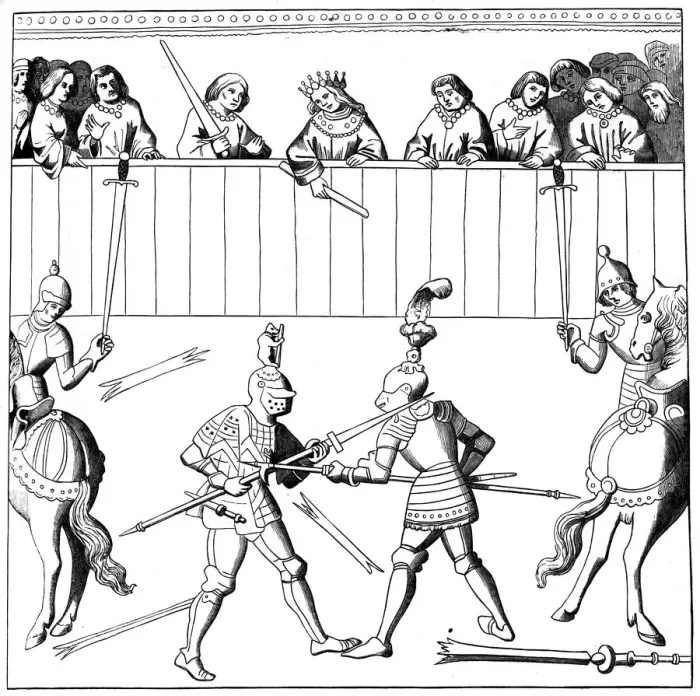 Framed Print : A fight to the death, 15th century (1849) Framed Print : A fight to the death, 15th century (1849)