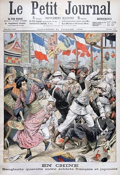 Fight between French and Japanese soldiers during the Russo-Japanese War, China, 1904