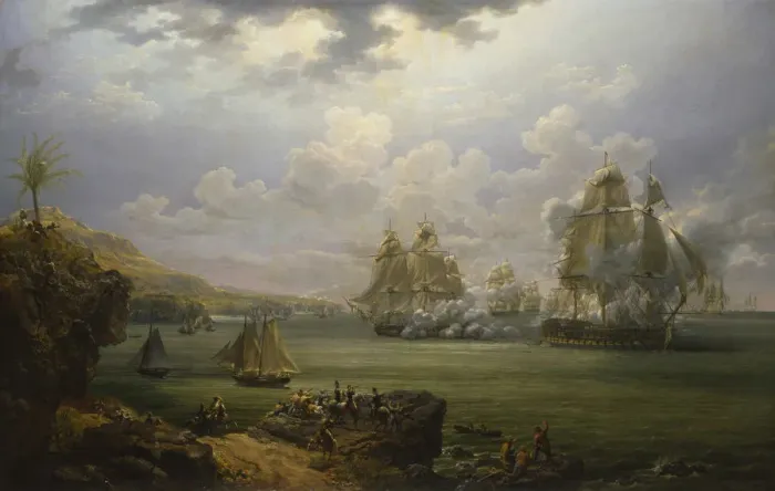 Framed Print : Fight of the frigate Poursuivante against the British ship Hercule, 28 June 1803, 1803 Framed Print : Fight of the frigate Poursuivante against the British ship Hercule, 28 June 1803, 1803