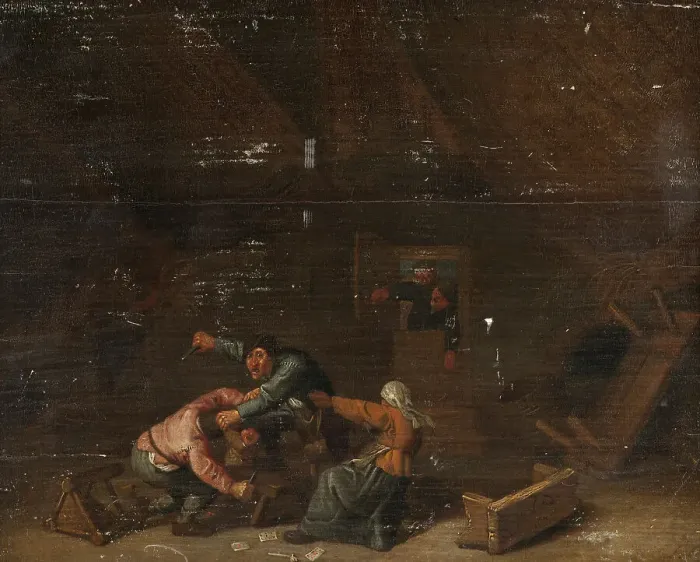 Framed Print : Fight between Gambling Peasants, c17th century. Creator: Unknown Framed Print : Fight between Gambling Peasants, c17th century. Creator: Unknown
